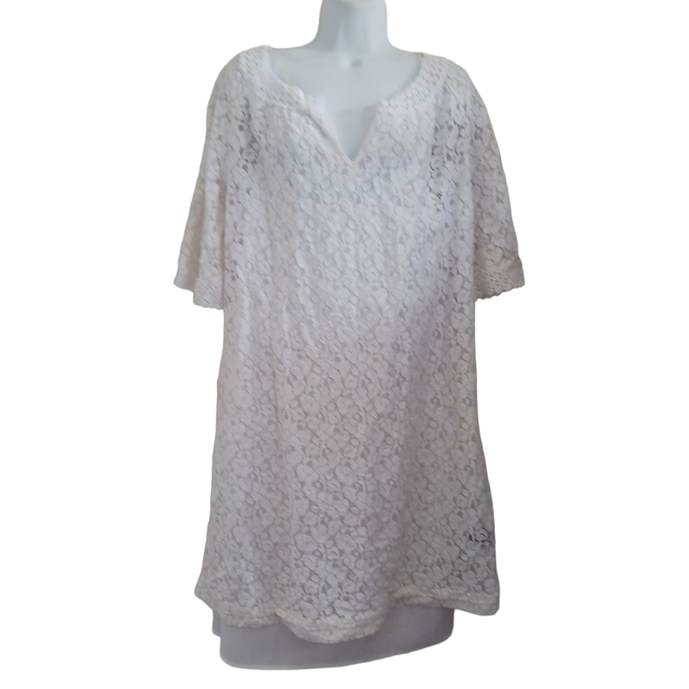 Nicole Miller Blouse White Lace Size 16 Layered New